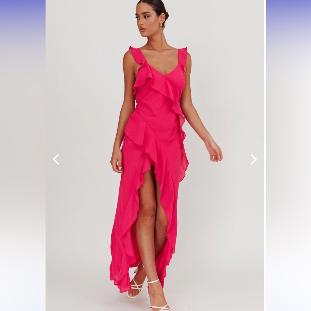 JOYRIDE RUFFLE MAXI DRESS MAGENTA